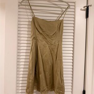 Wilfred Olive Mini Dress with Spaghetti Straps